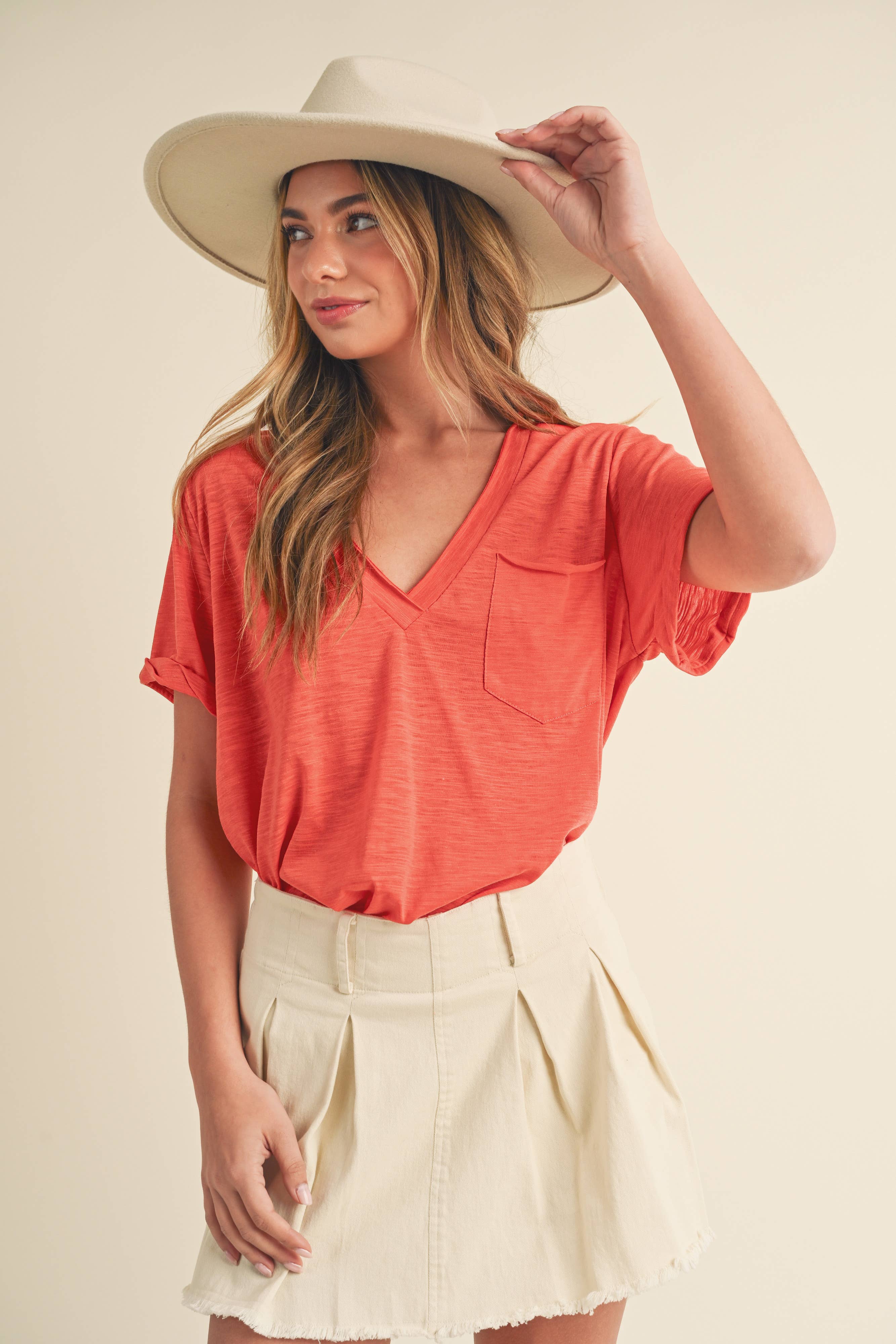 Zoie V-Neck Short Sleeve Top