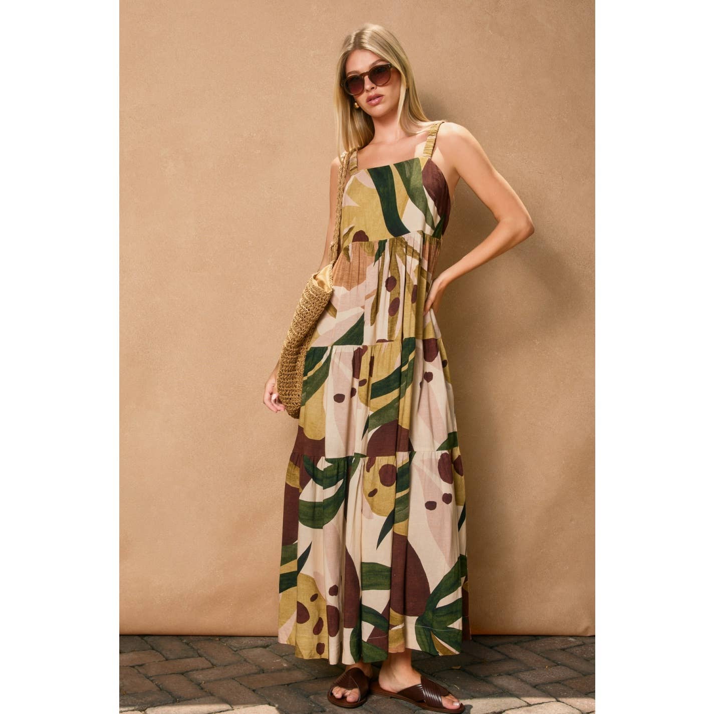 Coconut Grove Babydoll Tiered Maxi Dress