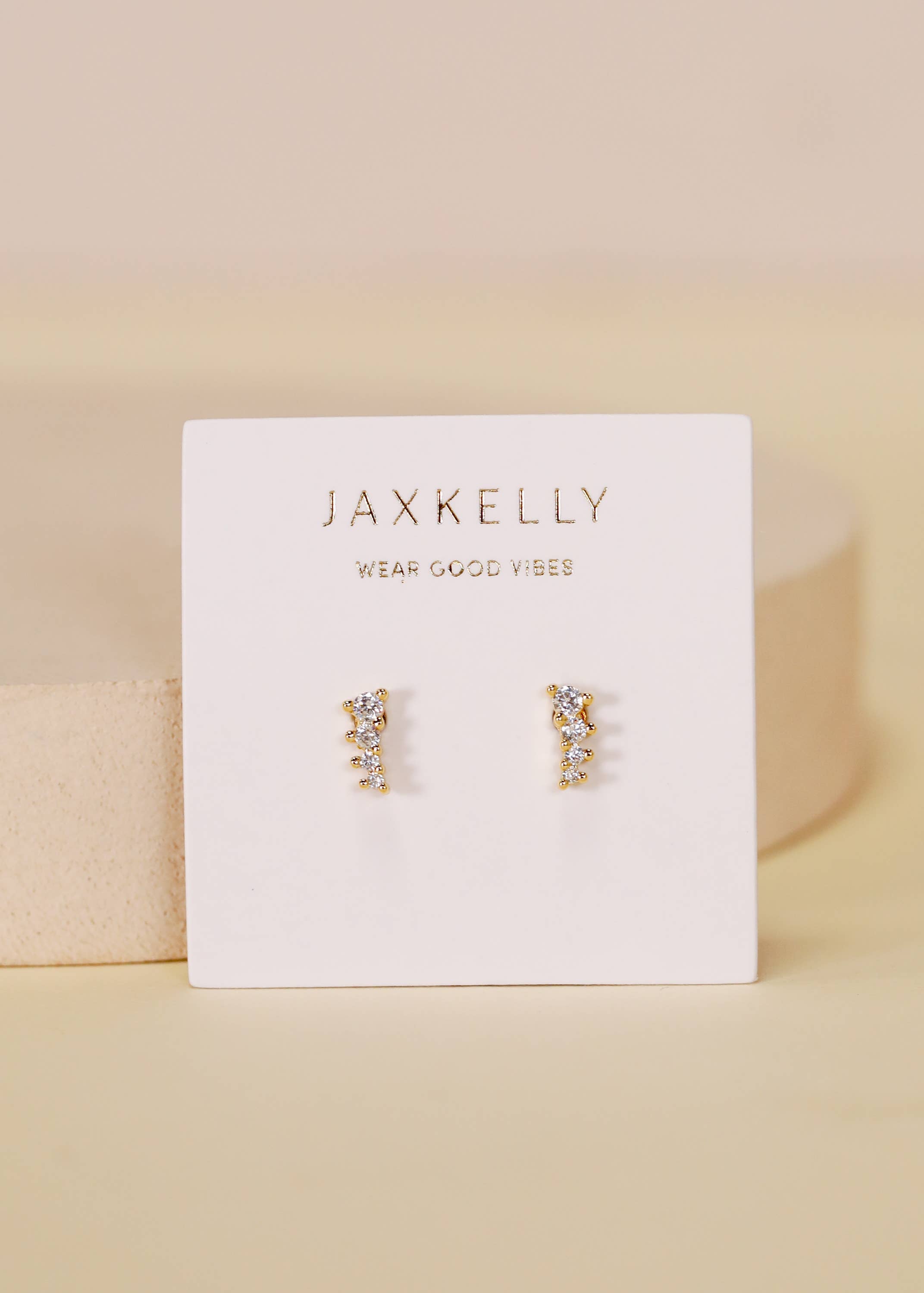 White CZ Mini Crawler Earrings