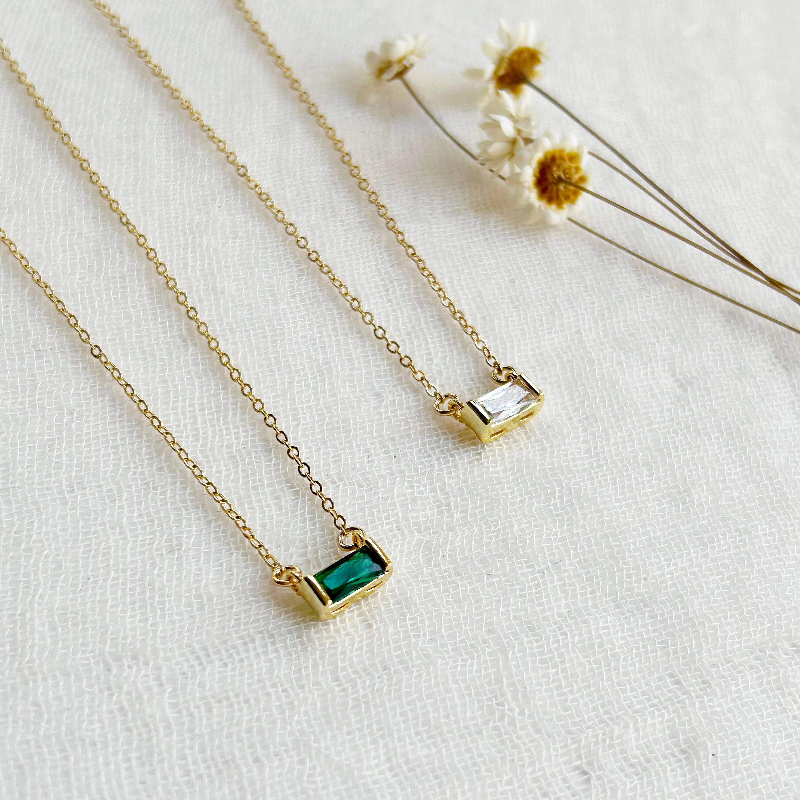 Baguette Crystal Gold Necklace