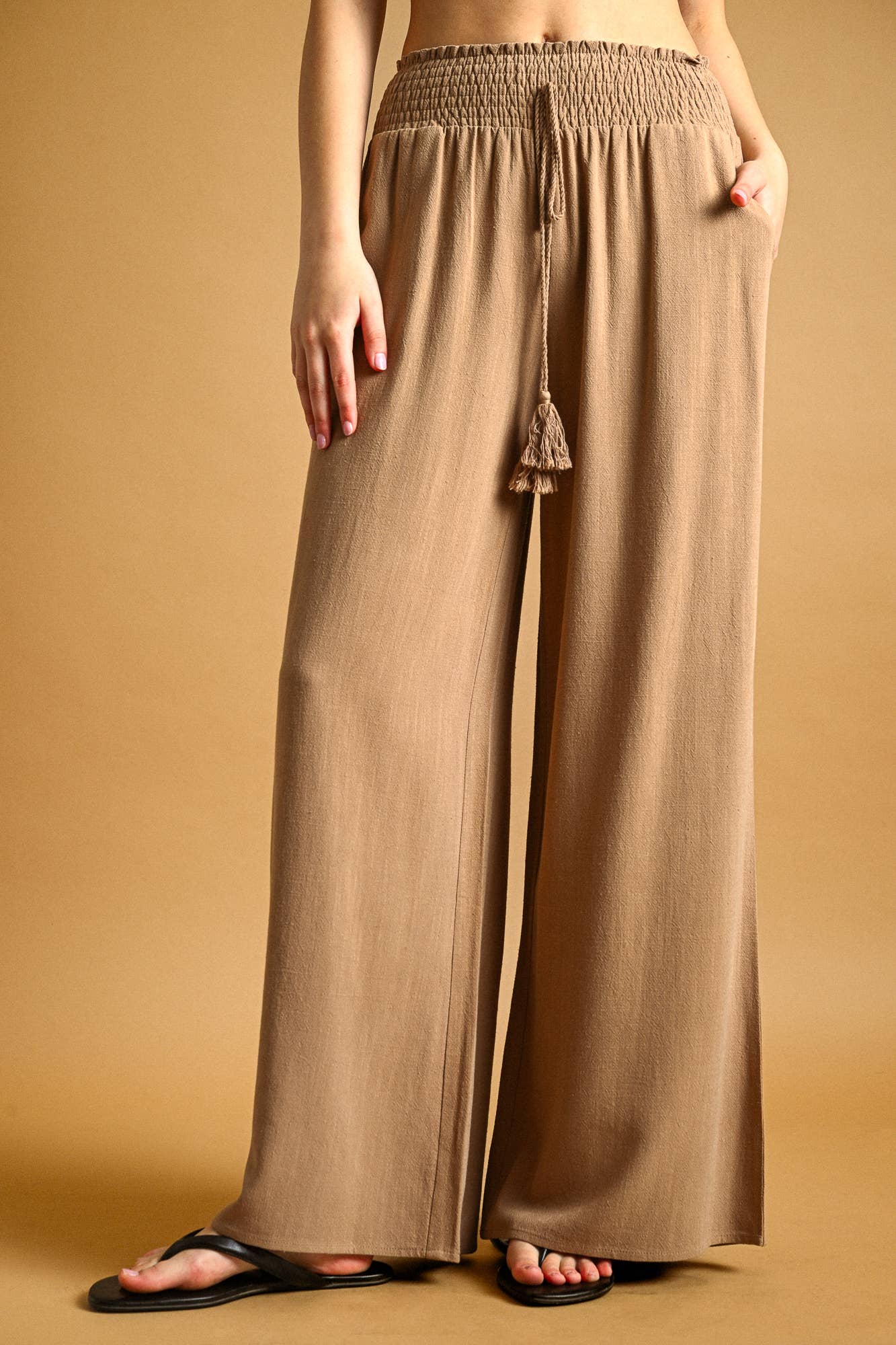 Breezy Wide-Leg Smocked Waist Pants