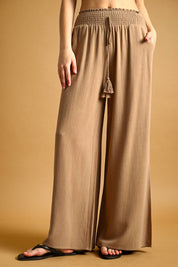 Breezy Wide-Leg Smocked Waist Pants