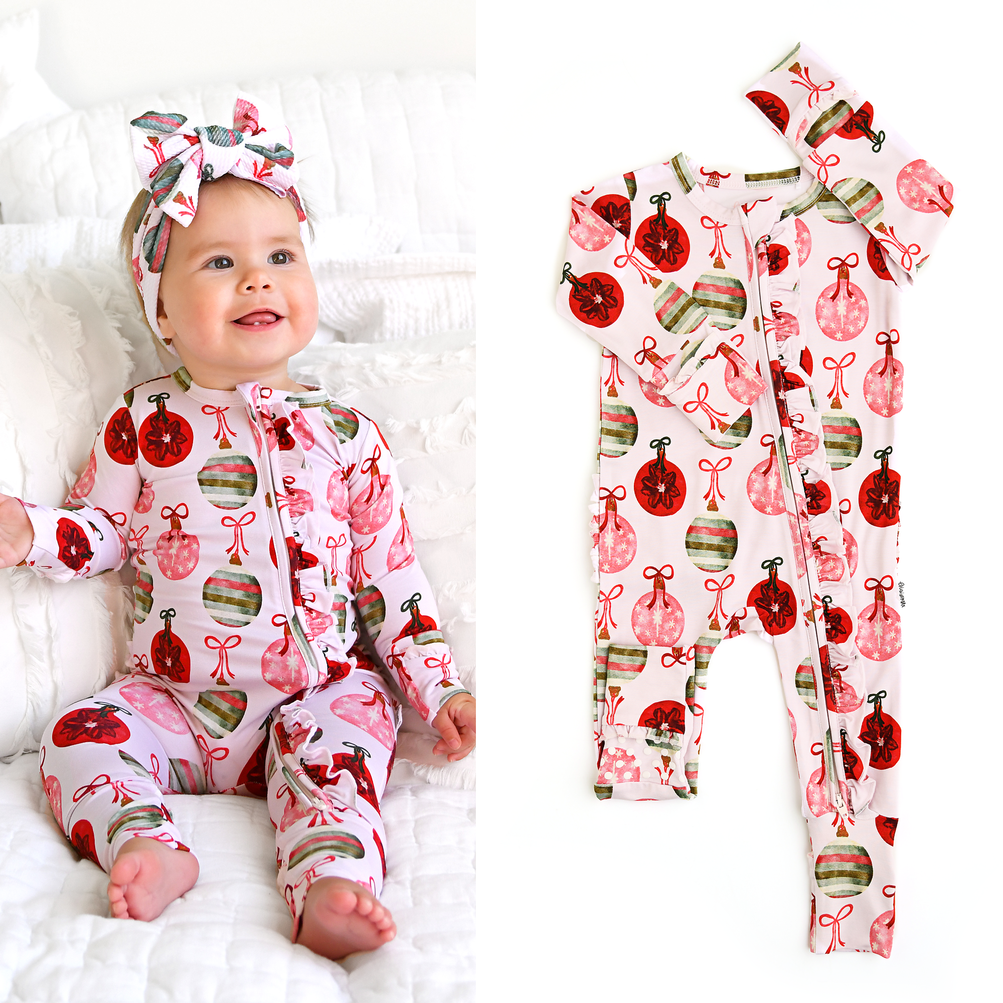 Ornate Ornaments Ruffle Zip