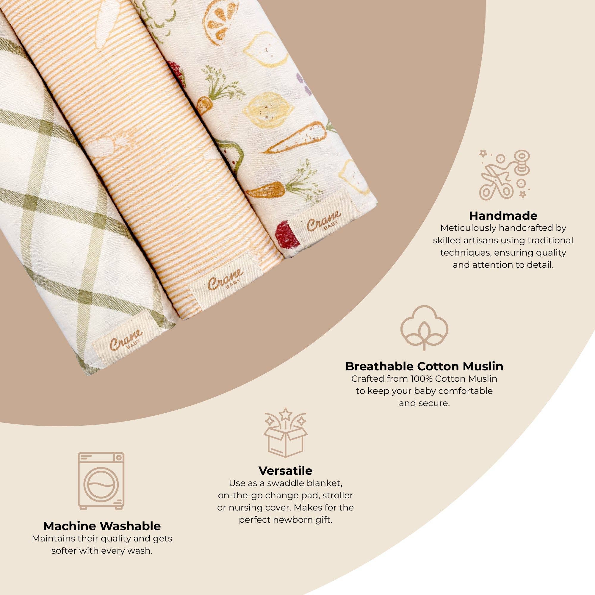 Clementine Cotton Muslin Swaddle Blanket Set
