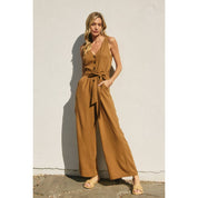 Vera Linen V-Neck Jumpsuit