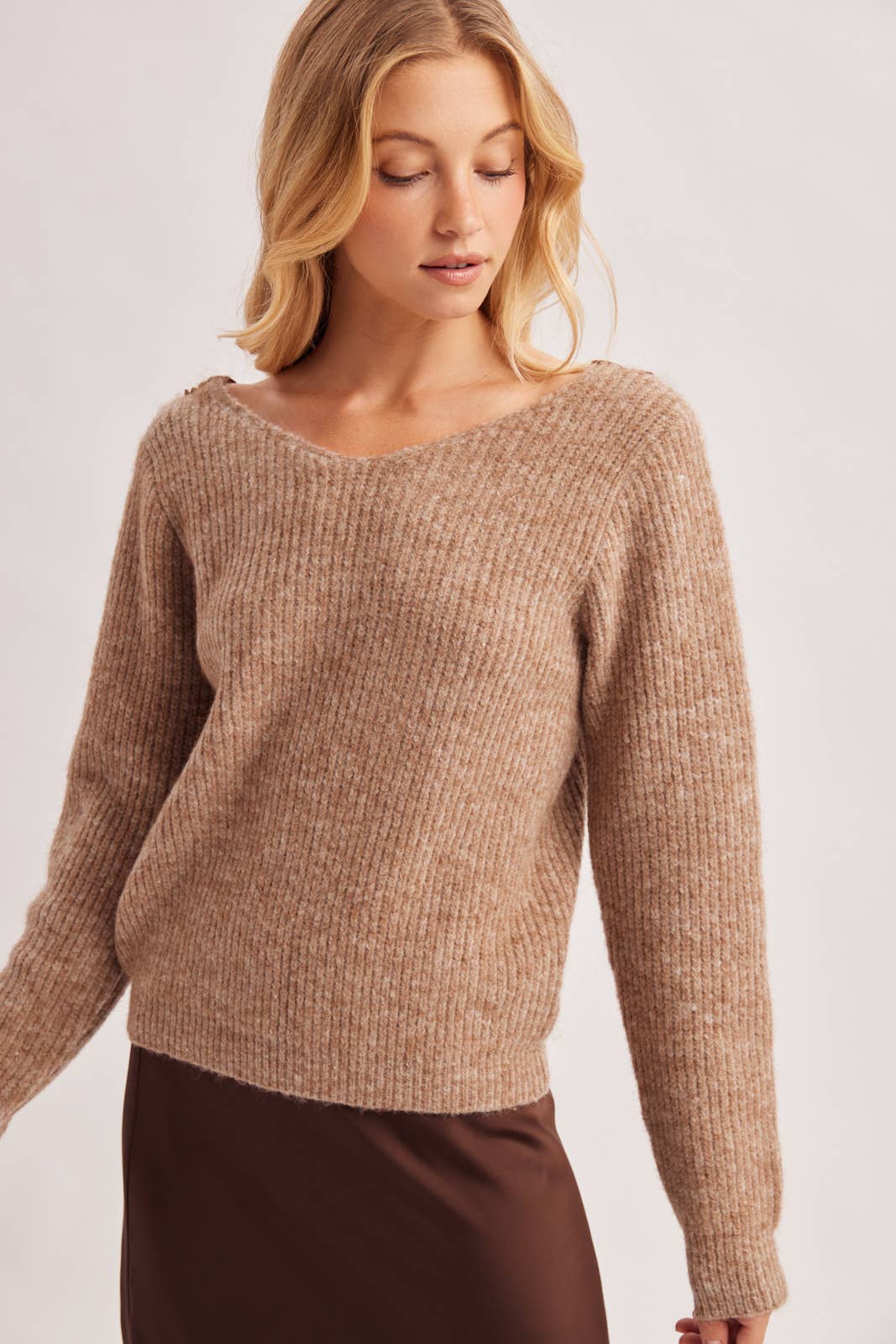 Esme Lace Back Ribbed Sweater