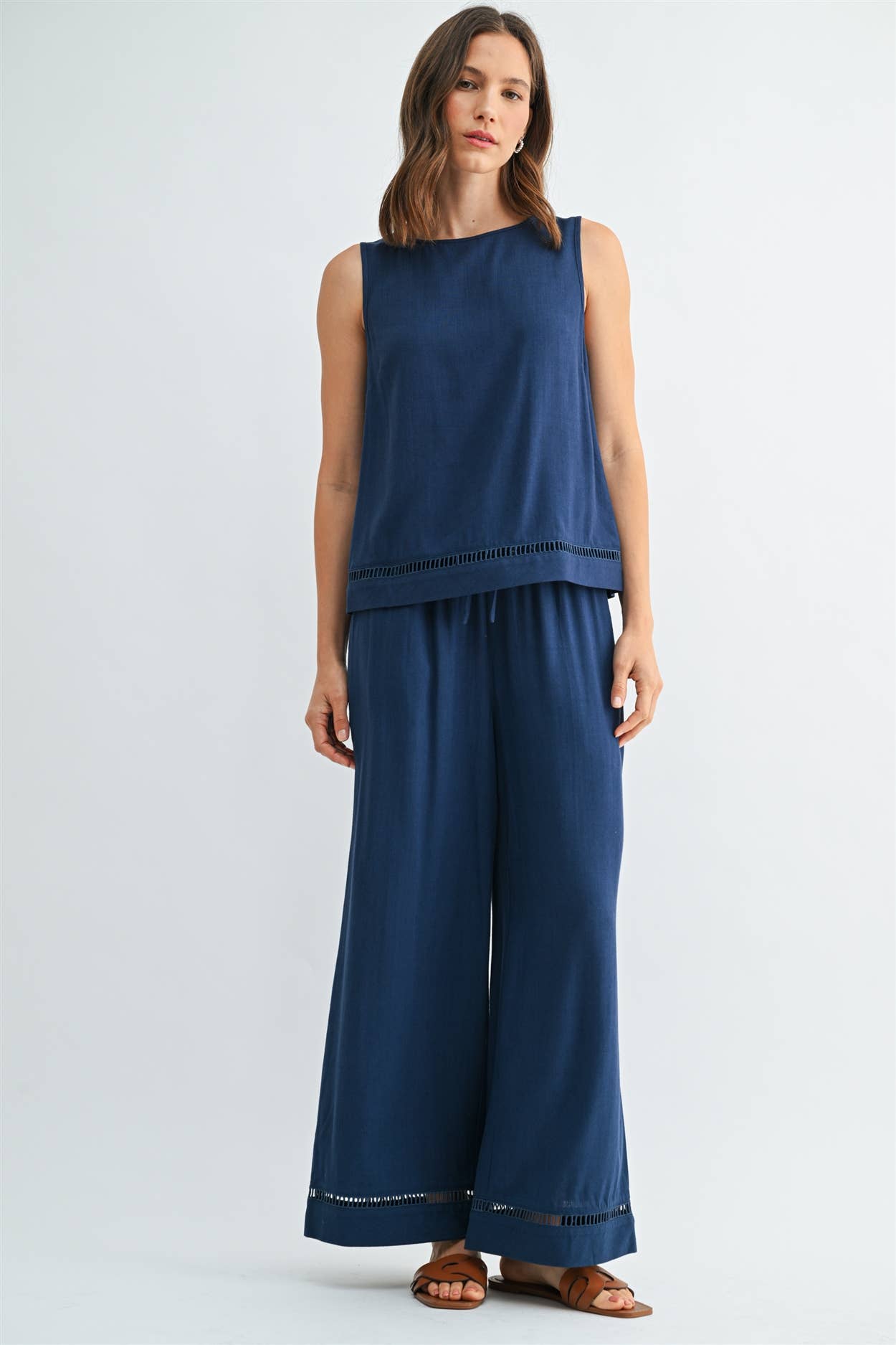 Tessa Trim Detail Linen Blend Tank