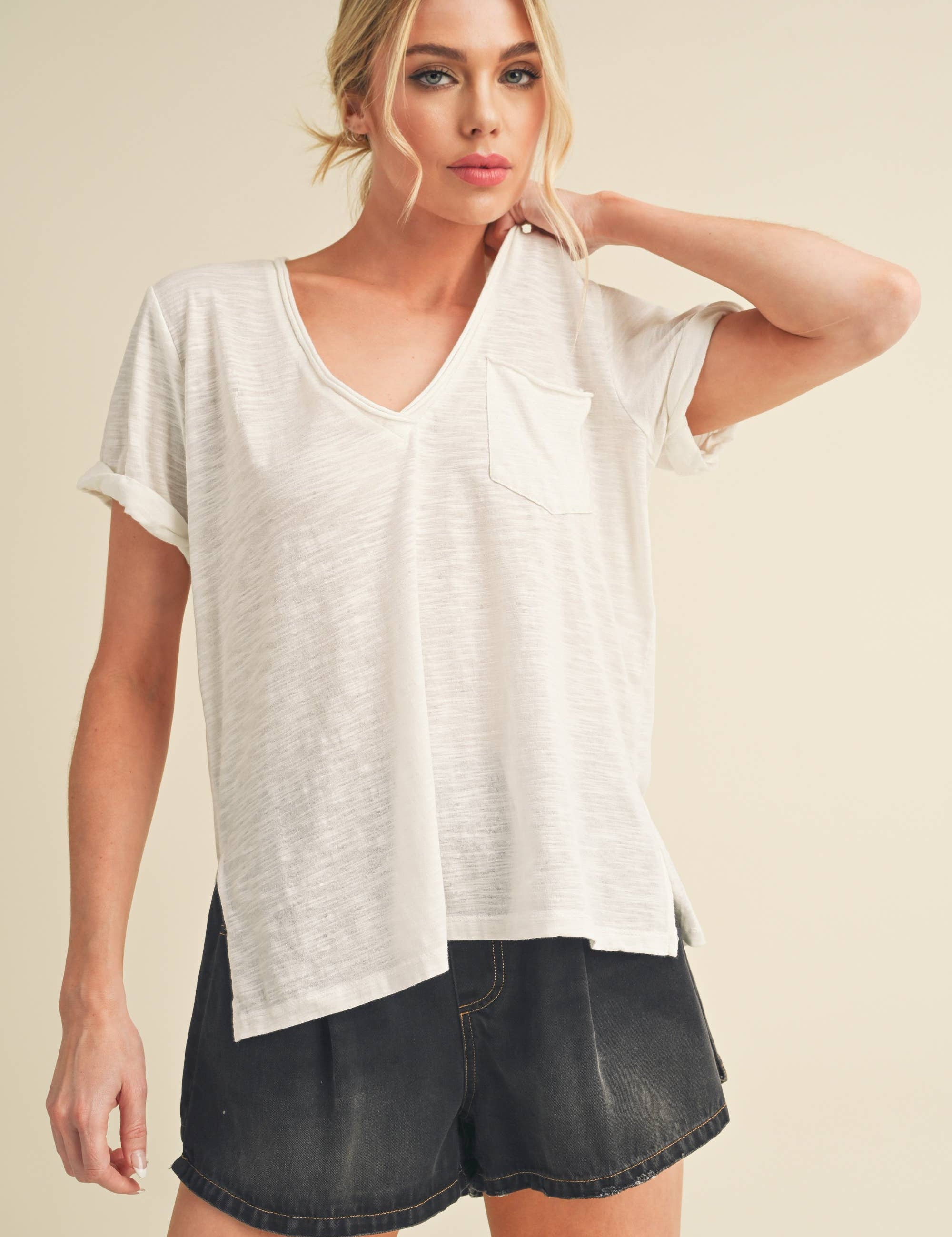 Zoie V-Neck Short Sleeve Top