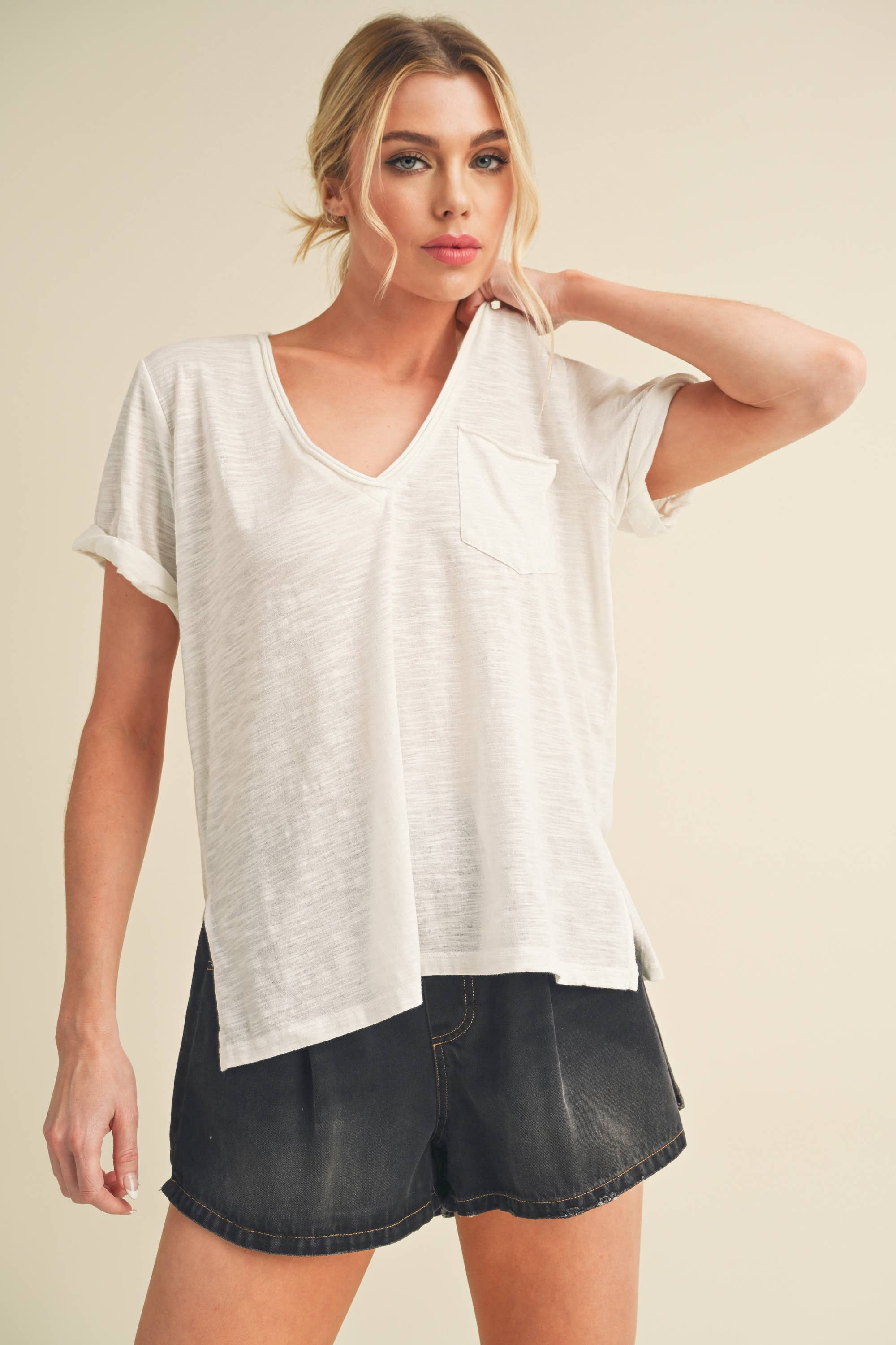 Zoie V-Neck Short Sleeve Top