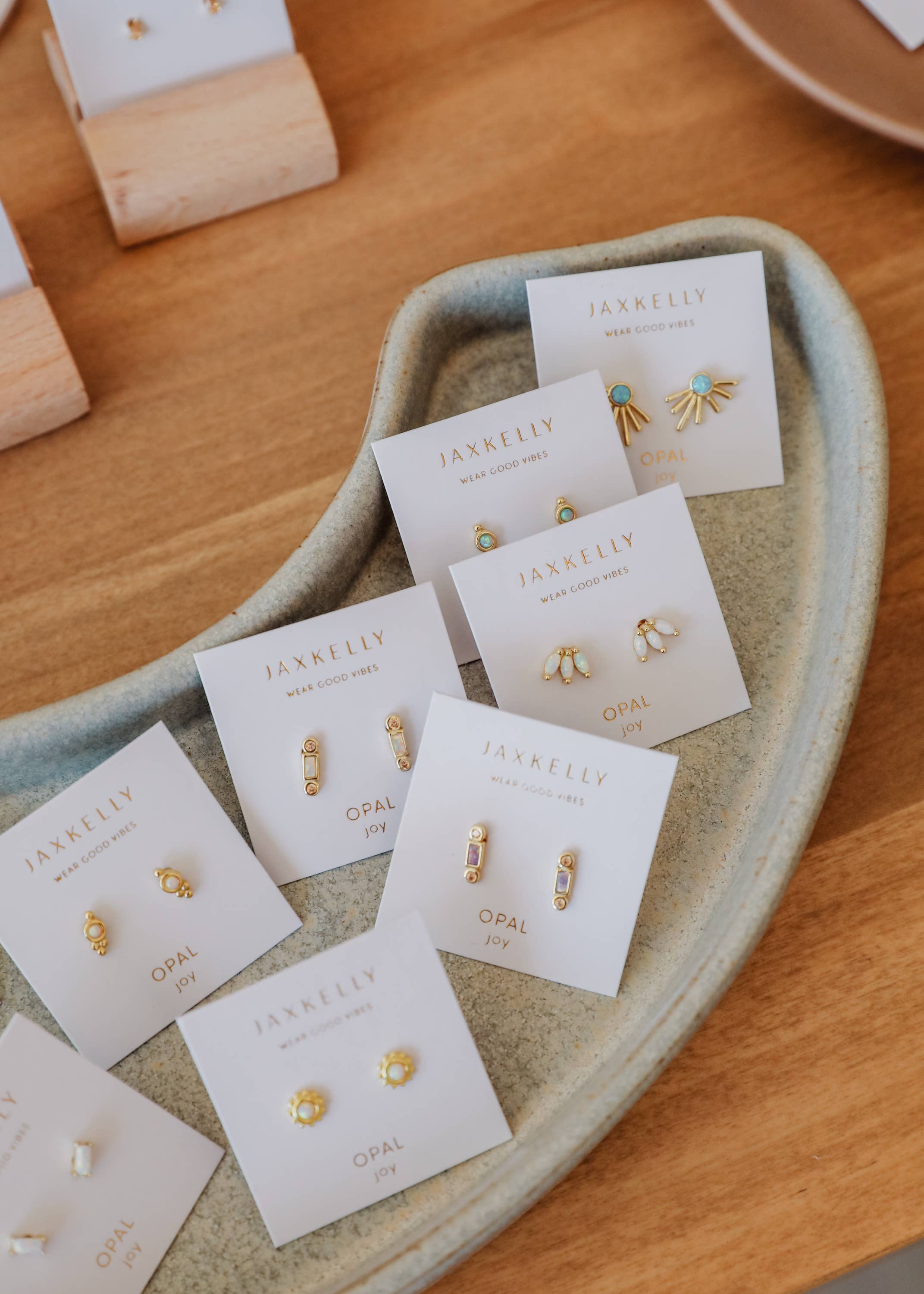 White Opal Crown Stud Earrings