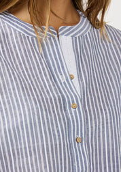 Coralie Lace Trim Striped Cotton Top