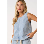 Vivi Washed Denim Seam Detail Tank
