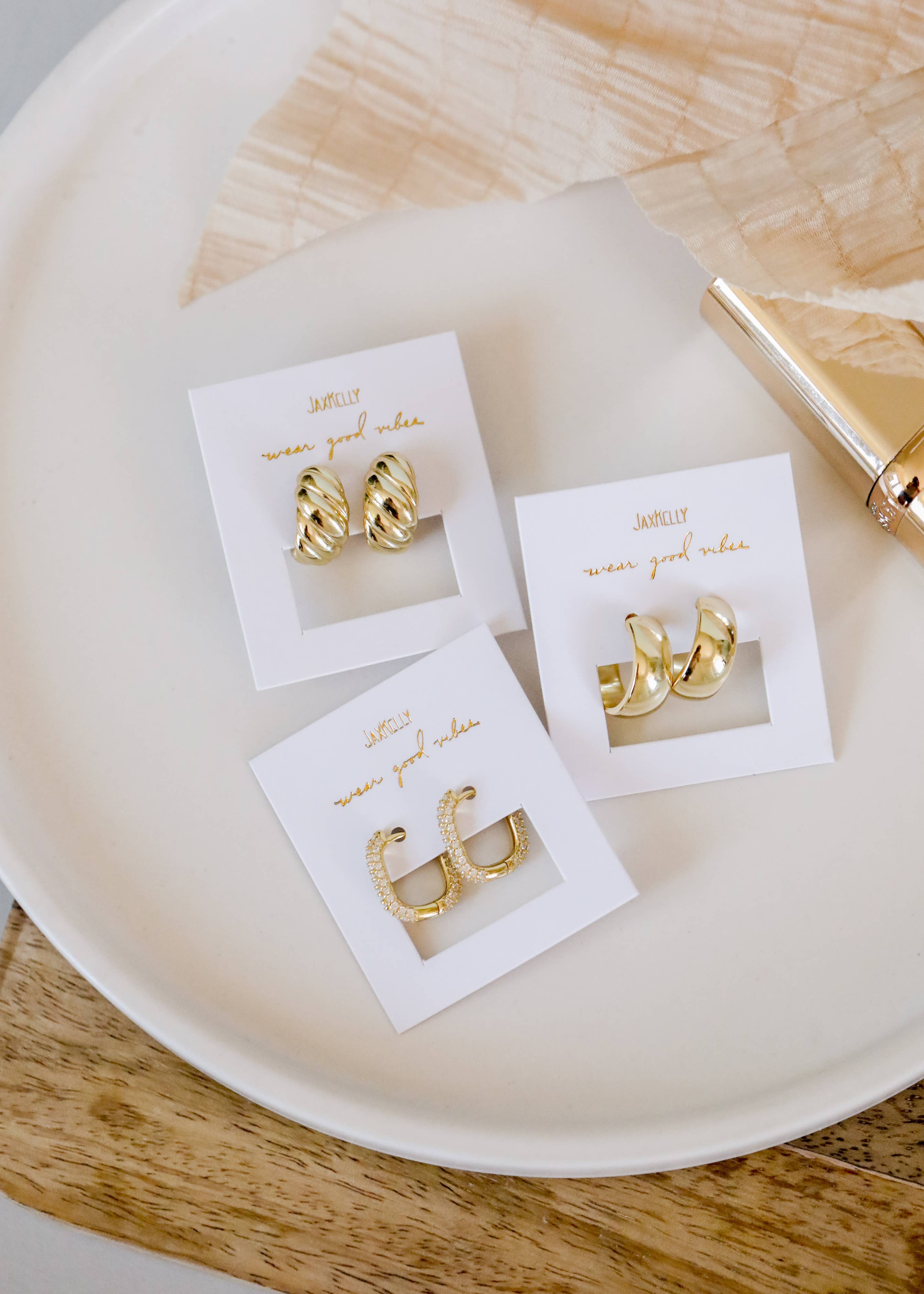 White CZ Pavé Gold Hoop Earrings