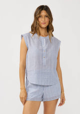 Coralie Lace Trim Striped Cotton Top
