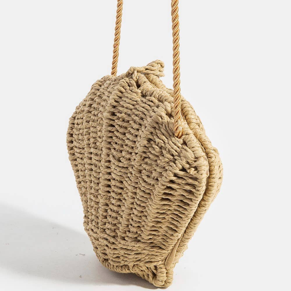 Straw Braided Seashell Bag