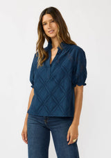 Puff Sleeve Split Neck Lace Top