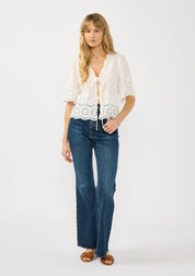 Floral Eyelet Double Tie Top