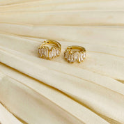 Dainty Gold Crystal Huggie Hoops