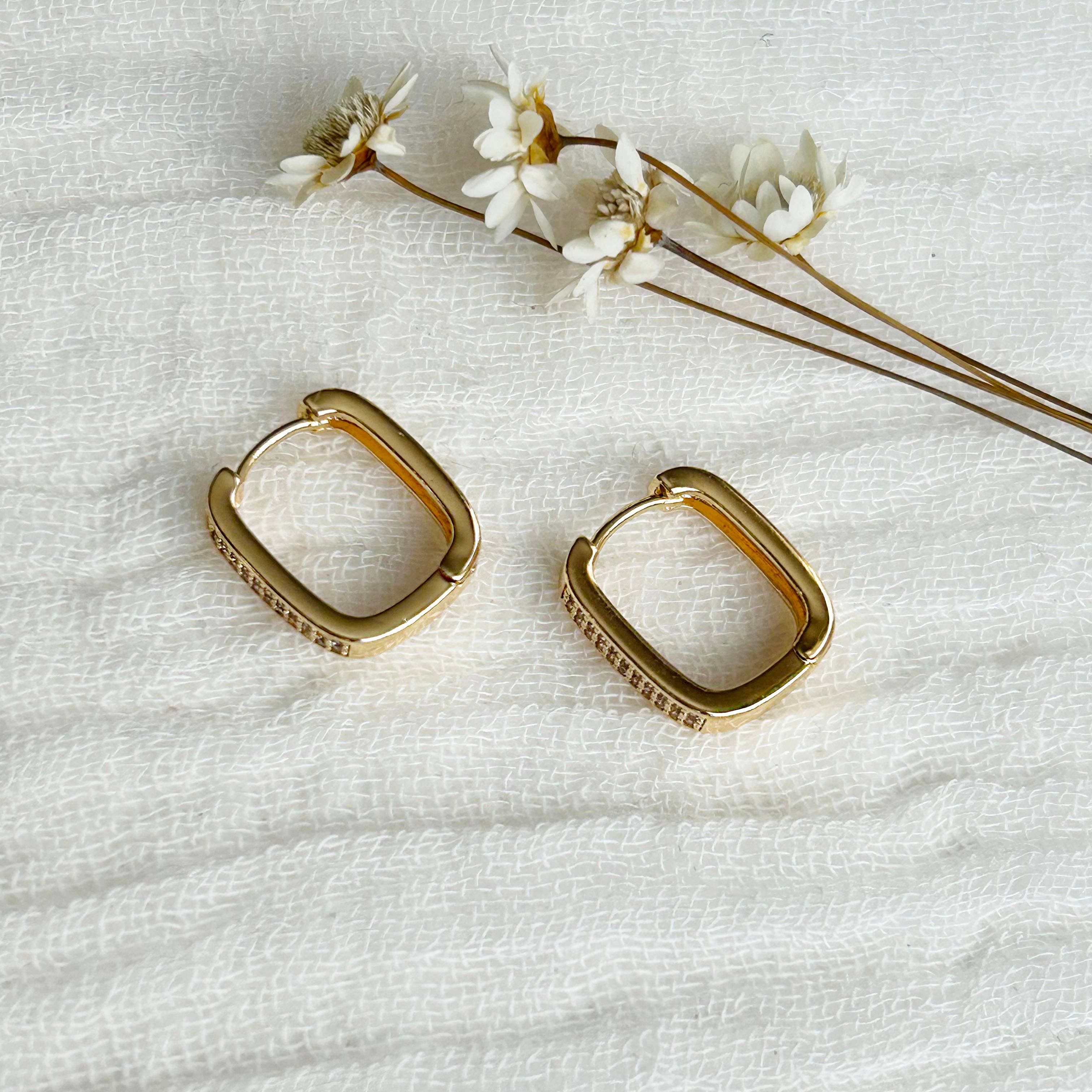 Everyday CZ Square Hoop Earrings