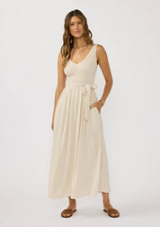 Gemma Smocked Linen Blend Midi Dress