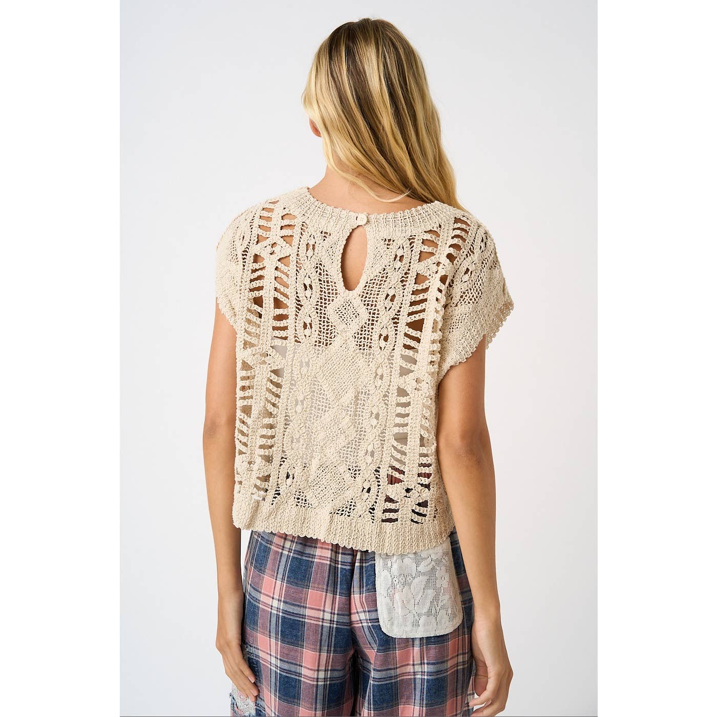 Kaia Crochet Open Knit Sweater Top