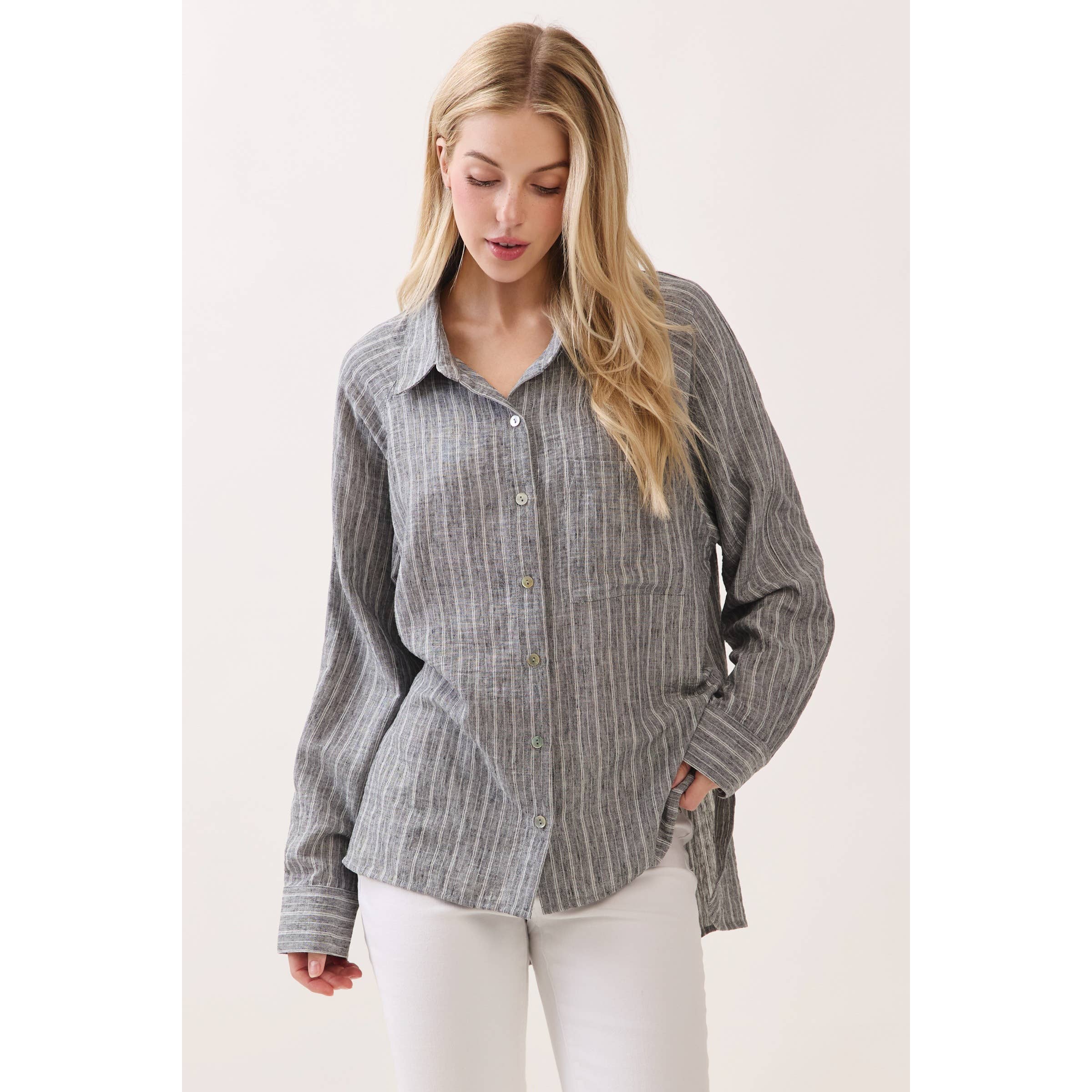 Livia Striped Button-Down Shirt