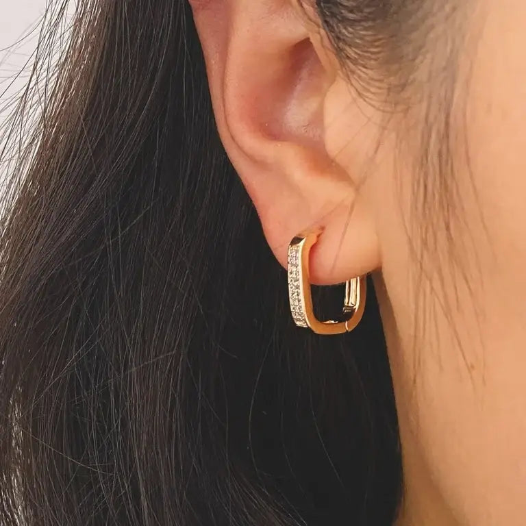 Everyday CZ Square Hoop Earrings