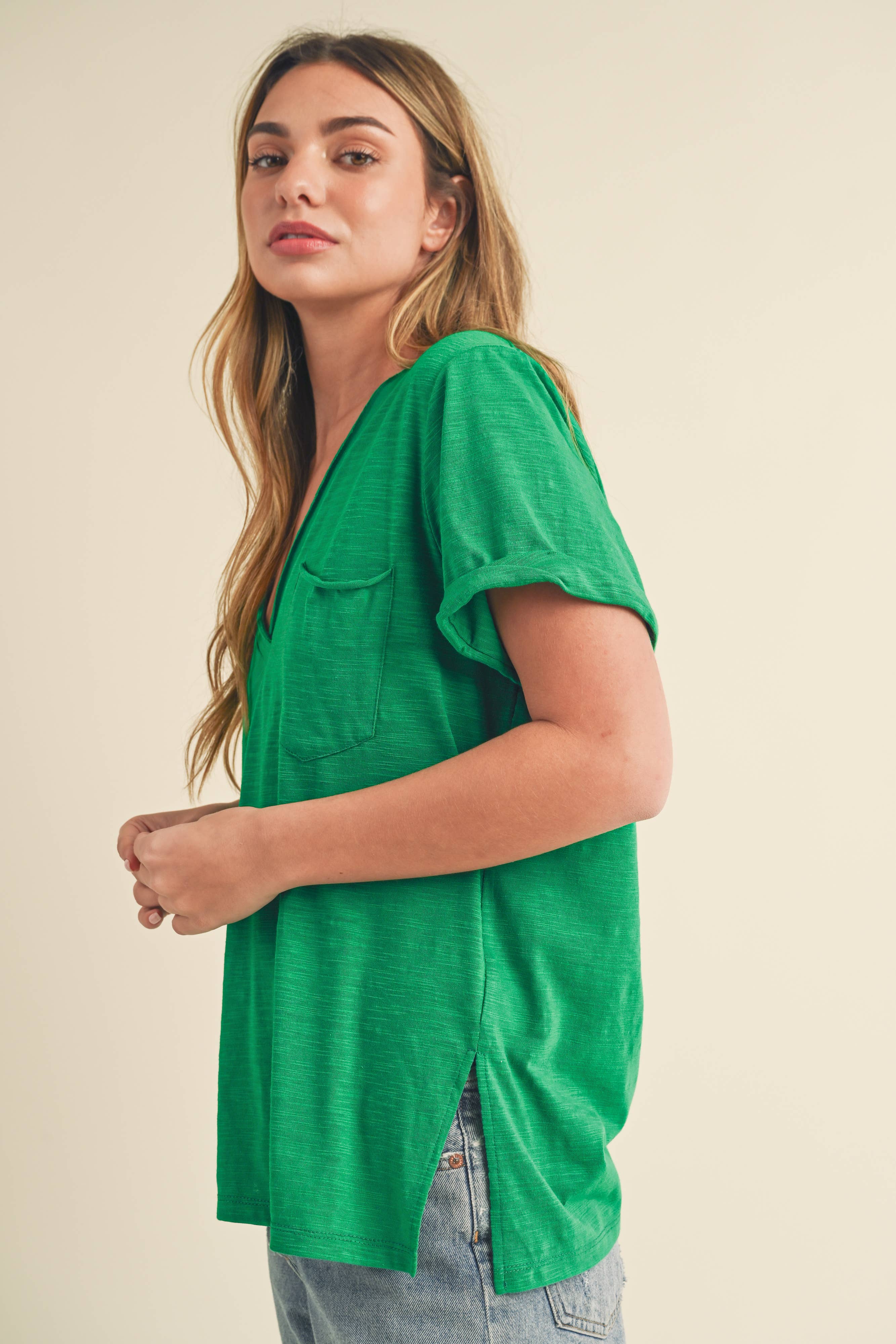Zoie V-Neck Short Sleeve Top