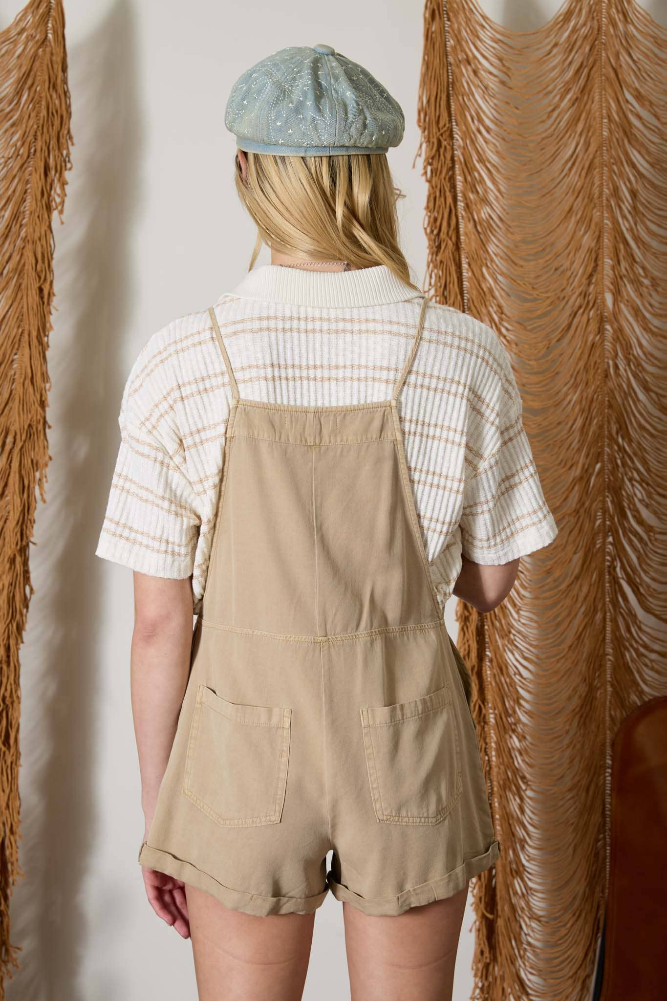Spaghetti Tie Overall Shorts