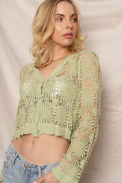 Flower Pattern Crochet Cardigan