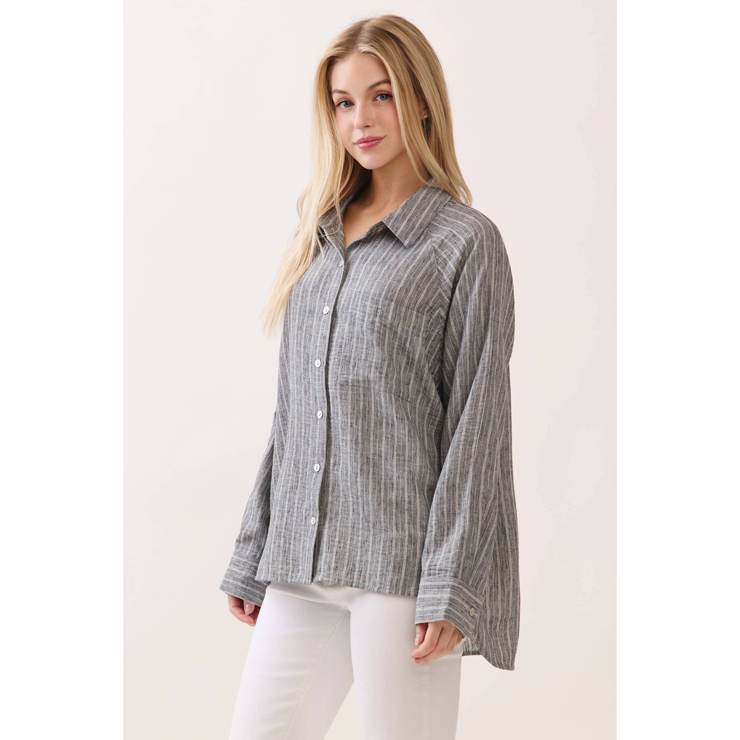 Livia Striped Button-Down Shirt