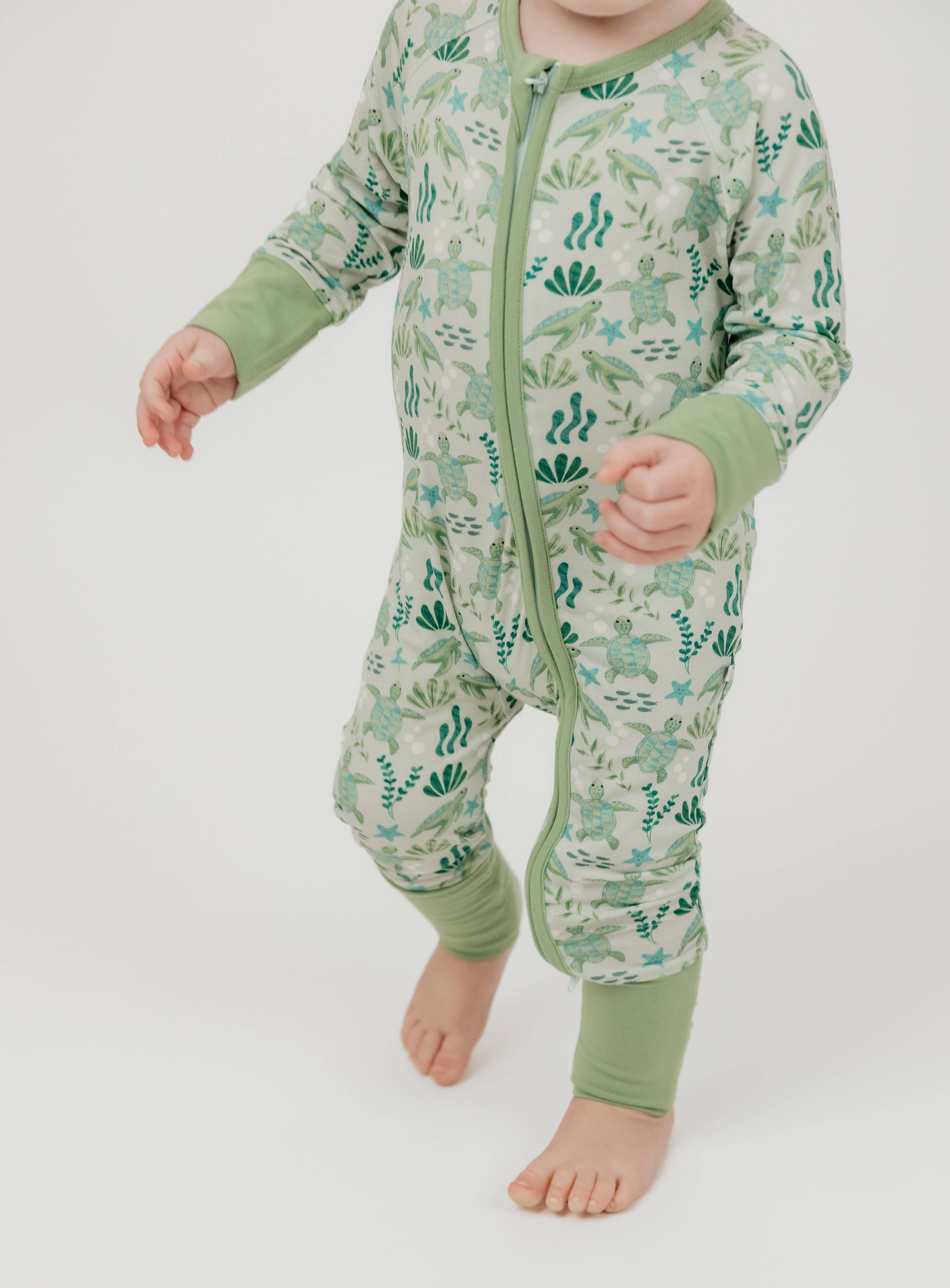 Save the Sea Turtles Bamboo Convertible Baby Pajamas