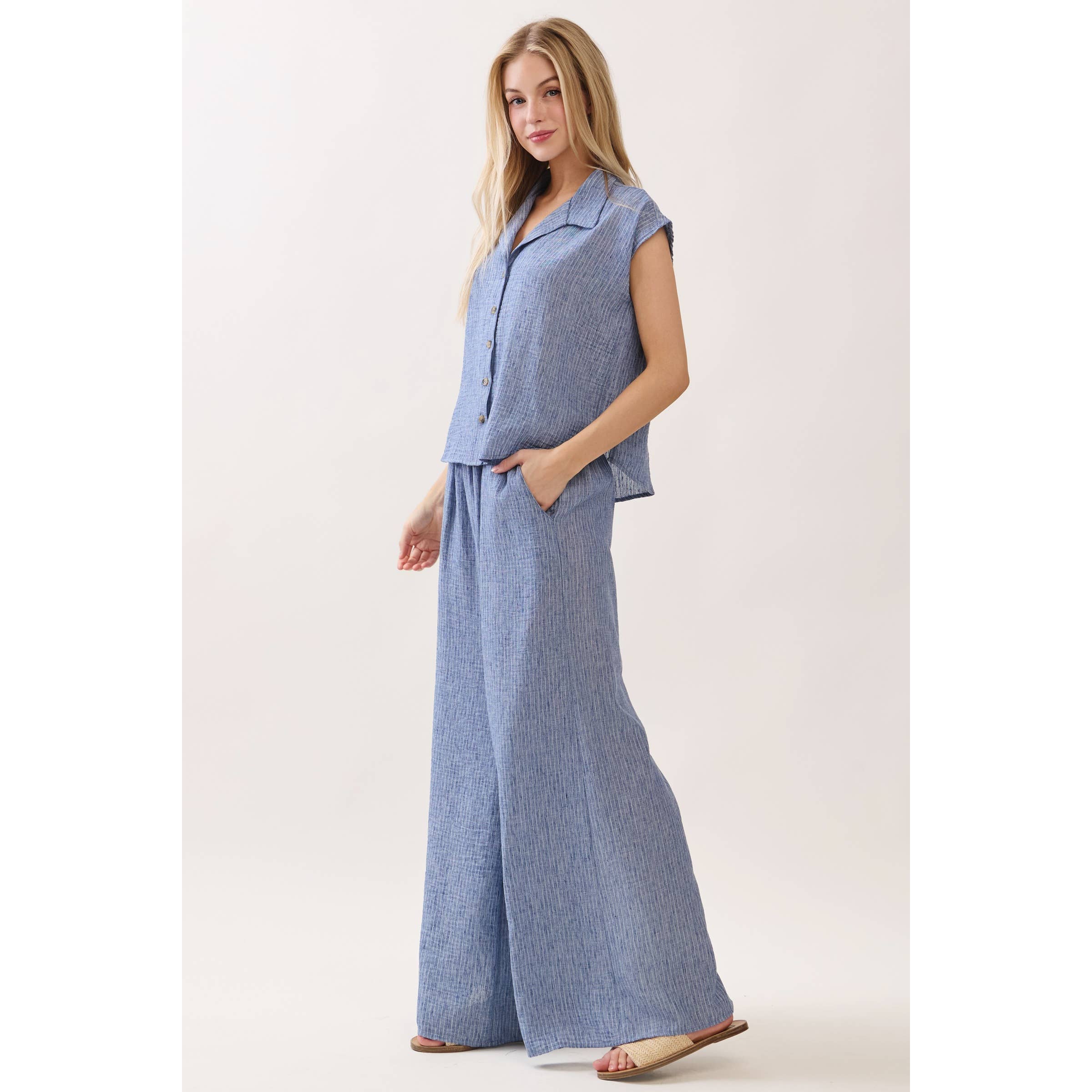 Ottilie Striped Smocked Waist Wide Leg Pants