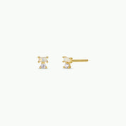 White Opal Double Stud Stack Earrings