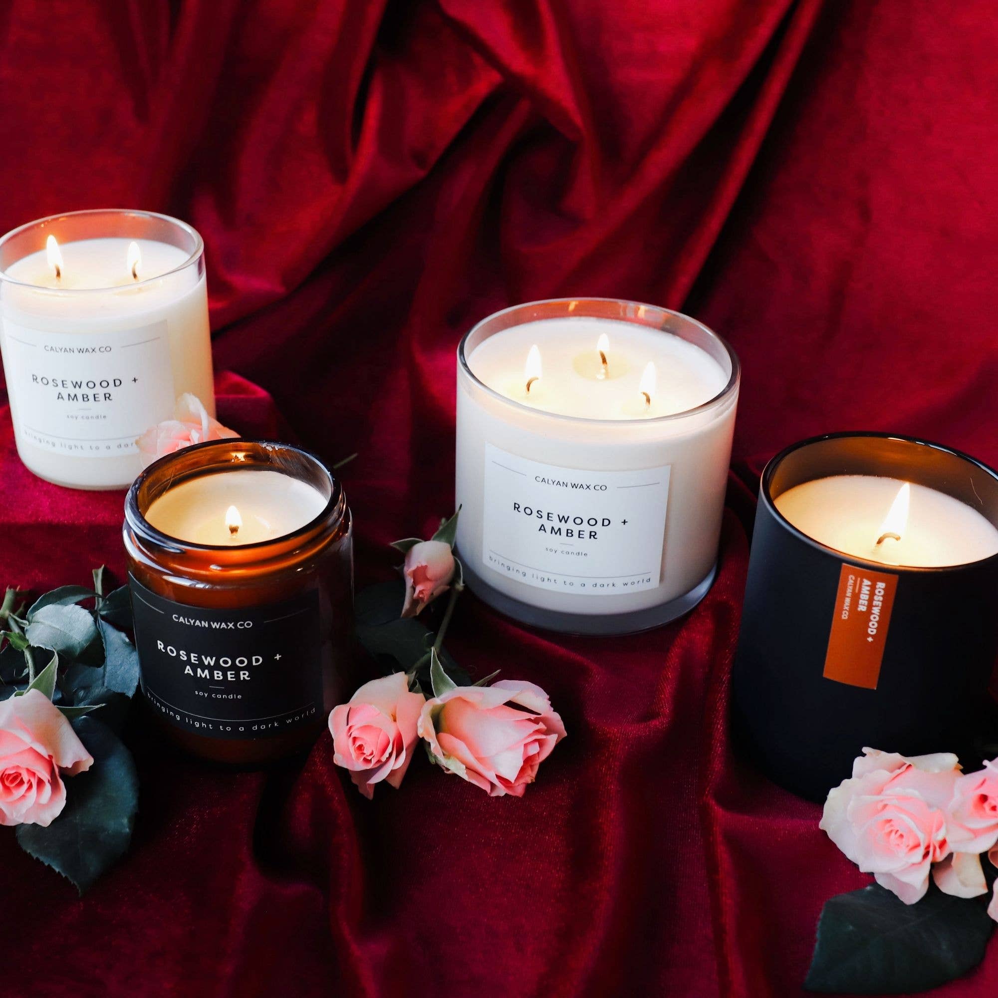 Rosewood + Amber 3-Wick Soy Candle