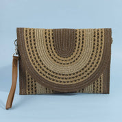 Arched Woven Straw Envelope Clutch