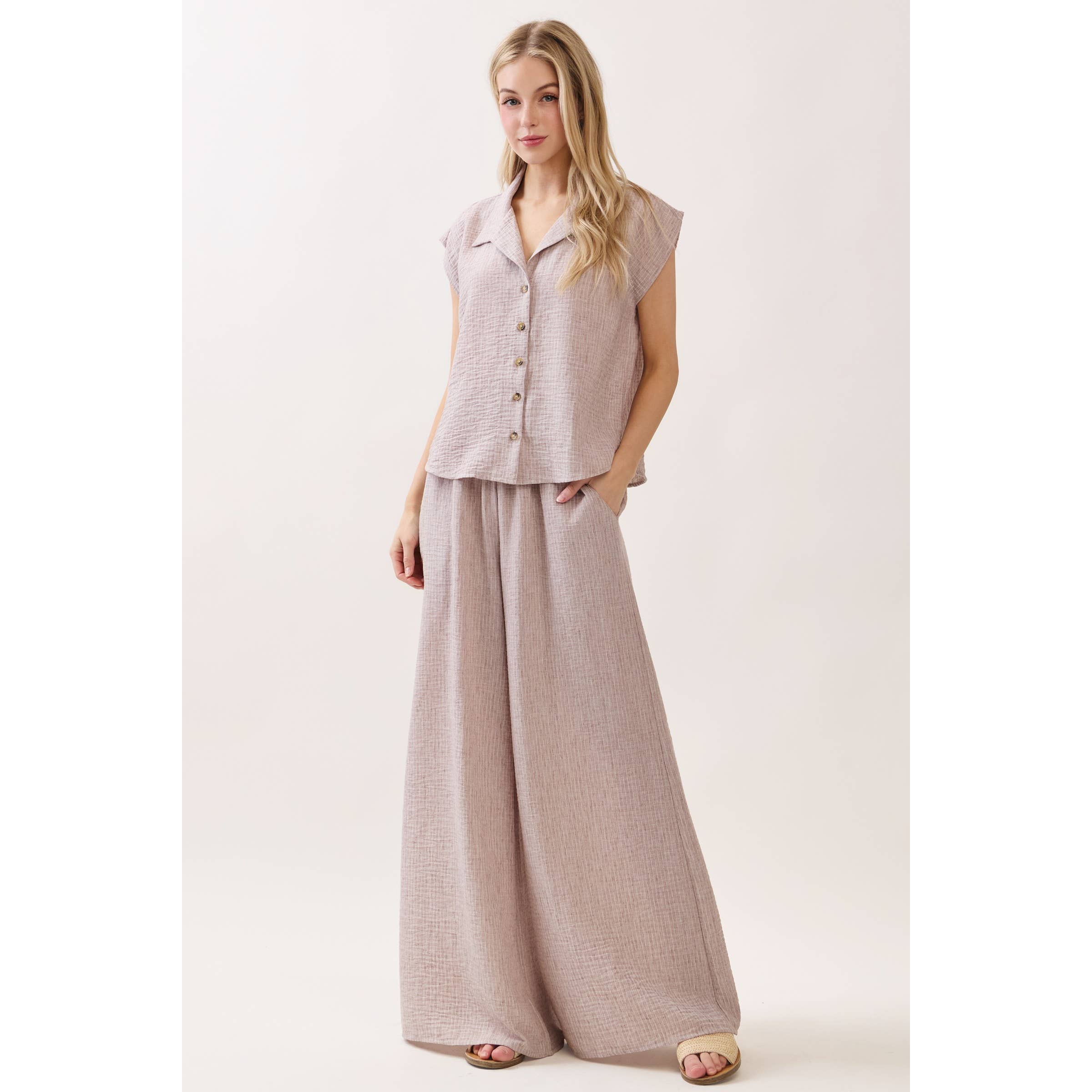 Ottilie Striped Smocked Waist Wide Leg Pants