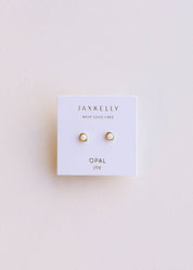 White Opal Simple Stud Earrings