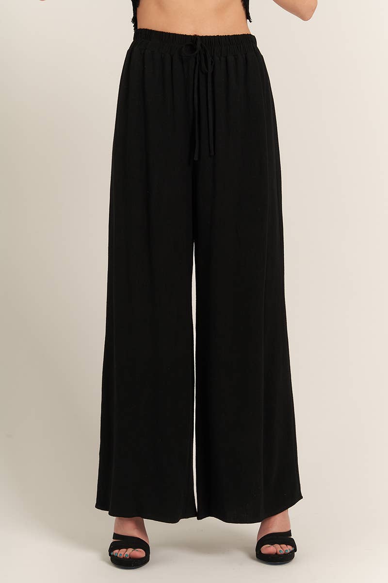 Elastic Waistband Wide Leg Pants