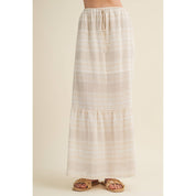 Etched Stripe Tiered Maxi Skirt