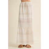 Etched Stripe Tiered Maxi Skirt