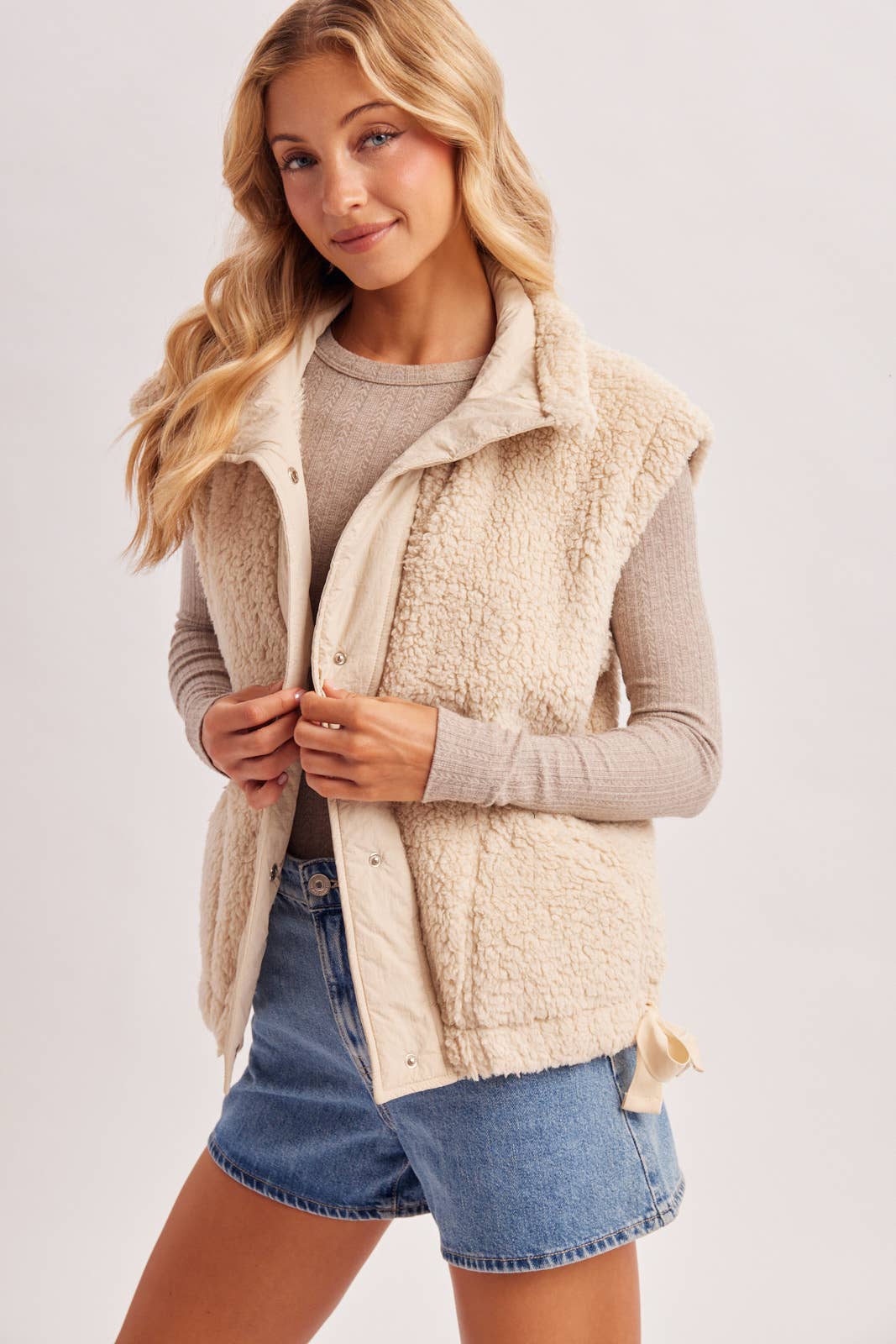 Hana Mock Neck Sherpa Vest
