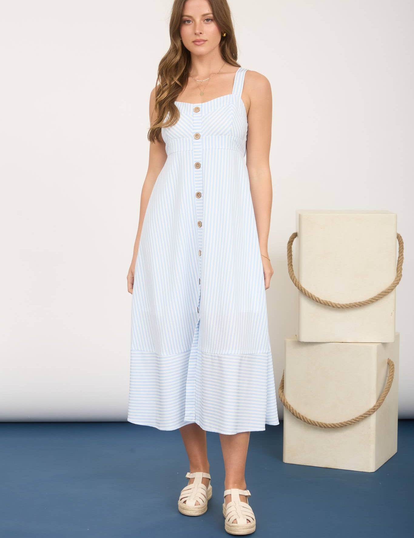 Sweetheart Stripe Midi Dress