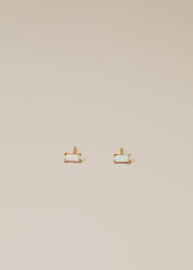 White Opal Baguette Stud Earrings