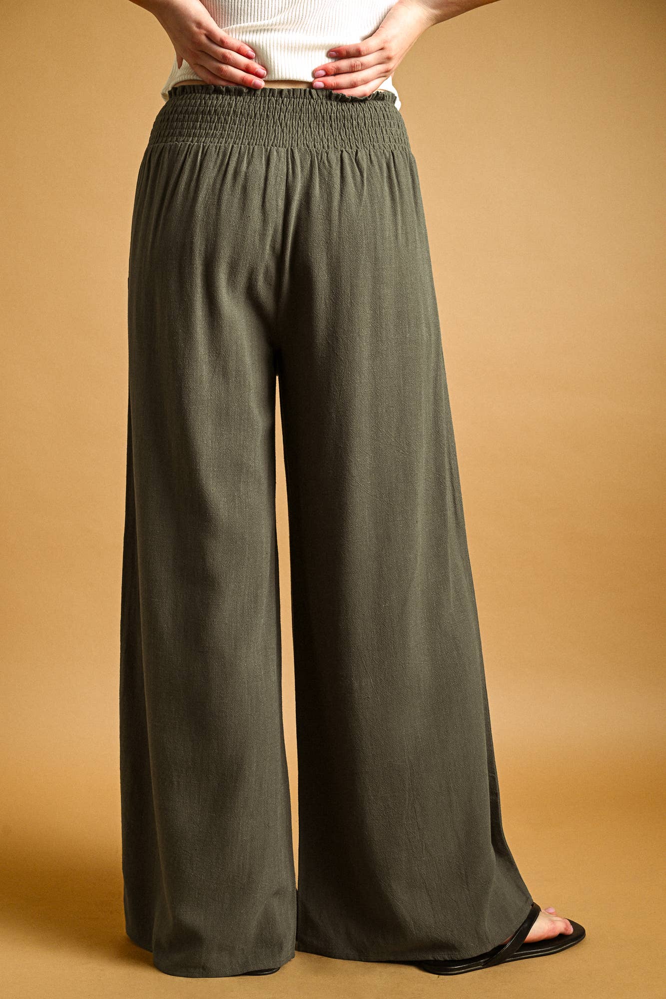 Breezy Wide-Leg Smocked Waist Pants