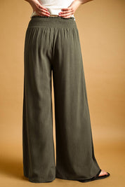 Breezy Wide-Leg Smocked Waist Pants