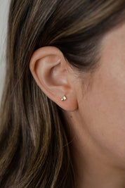 White CZ Double Stud Stack Earrings