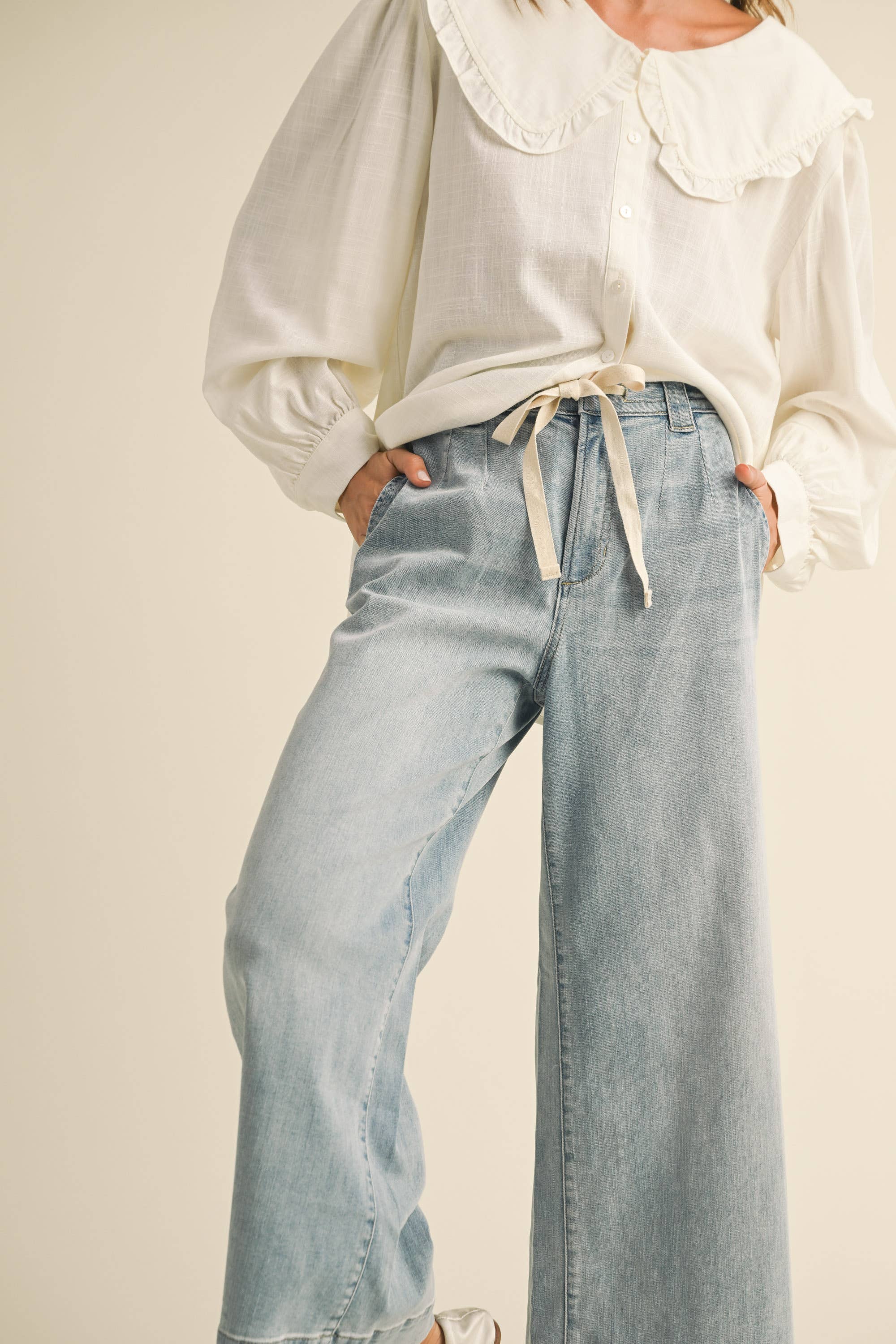 Savannah Tie-Front Denim Pants