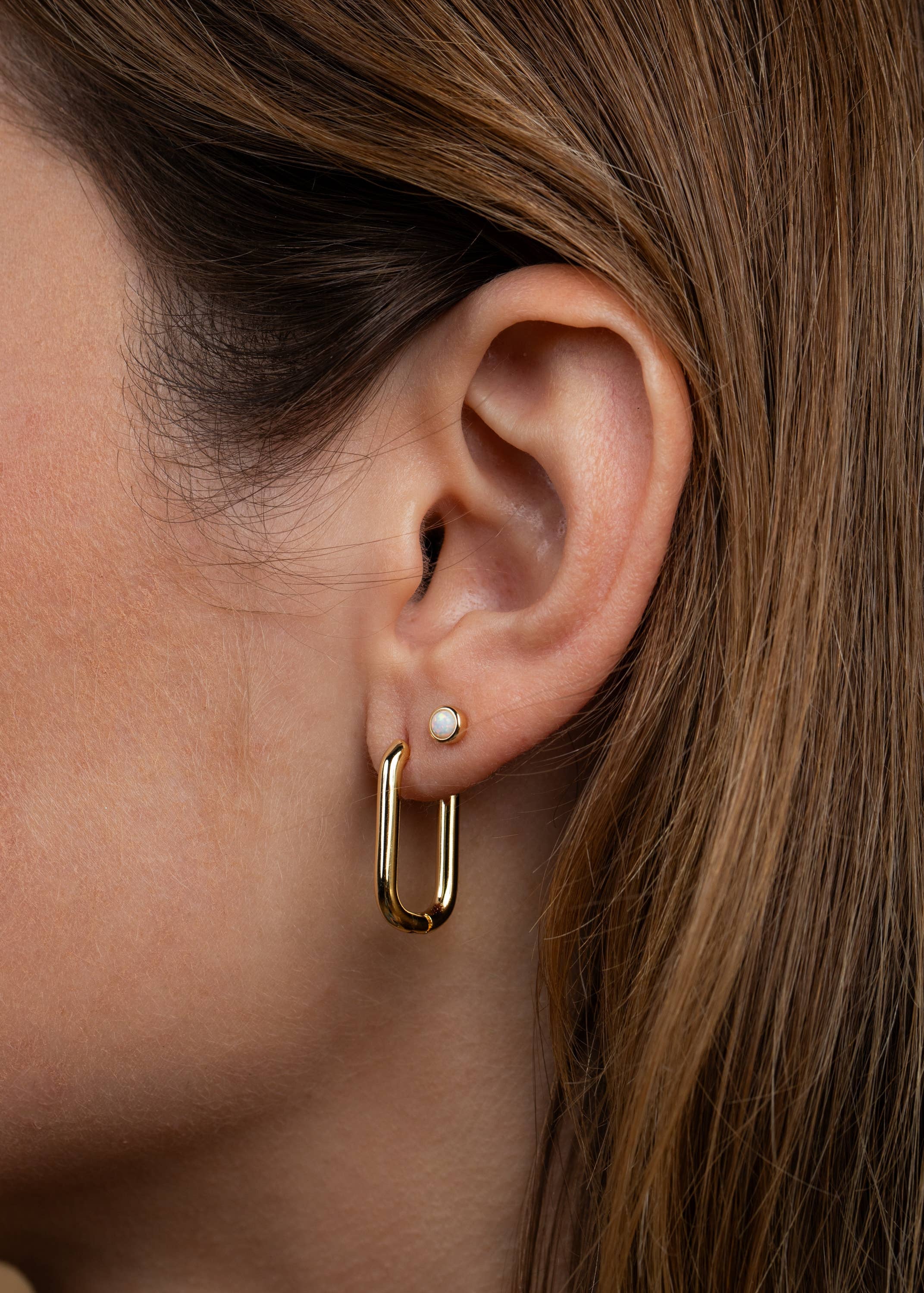 White Opal Simple Stud Earrings