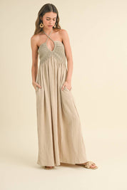 Thea Crochet Bodice Gauze Maxi Dress